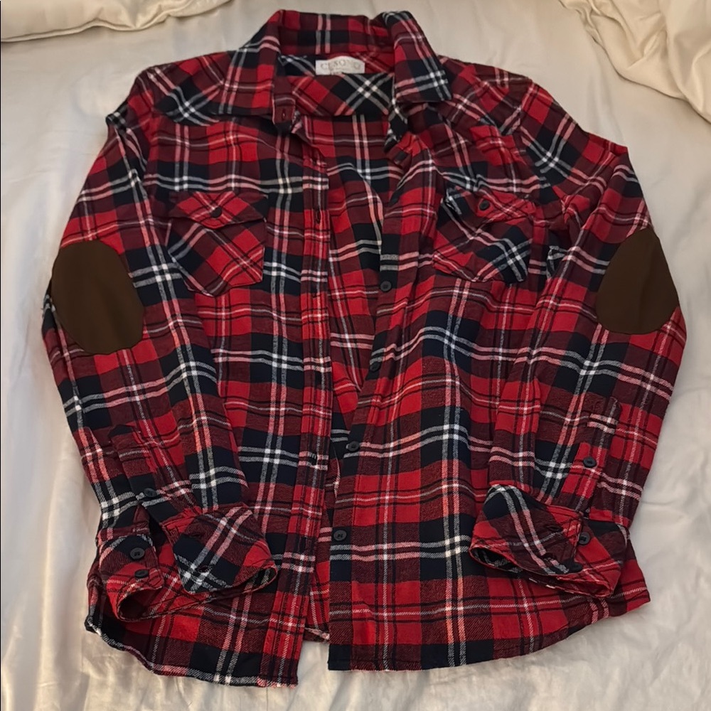 Ci Sono Red Plaid Button Down Shirt